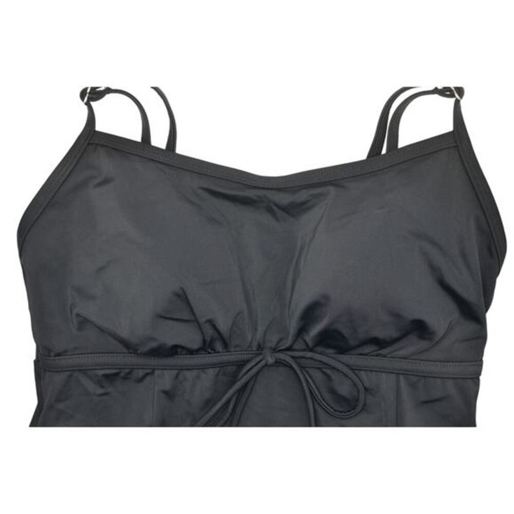 Swim Solutions Women's Plus Black Empire-Waist Swimdress In Black - Picture 3 of 7